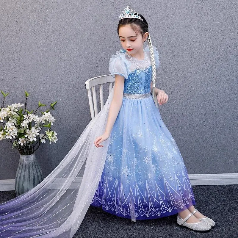 3-10-year-old Girls' sequined bubble sleeve princess dress Fashionable luminous dress Sparkling Princess Party Dress Ice Princess Dream Dress