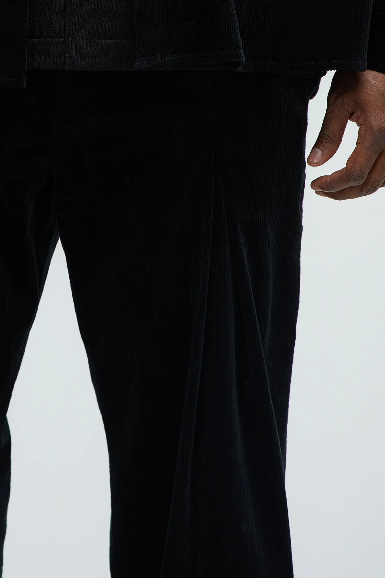 Anderson Pleated Corduroy Pants - Black