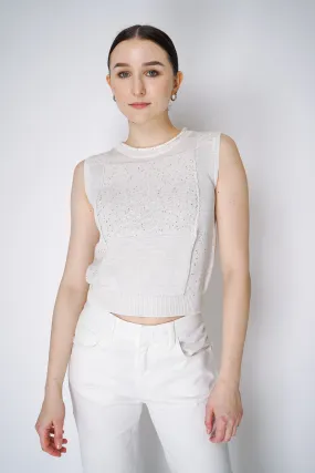 Lorena Antoniazzi Sequined Knit Vest Top in White