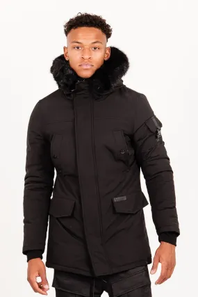 Parka fourrure déperlante Noir