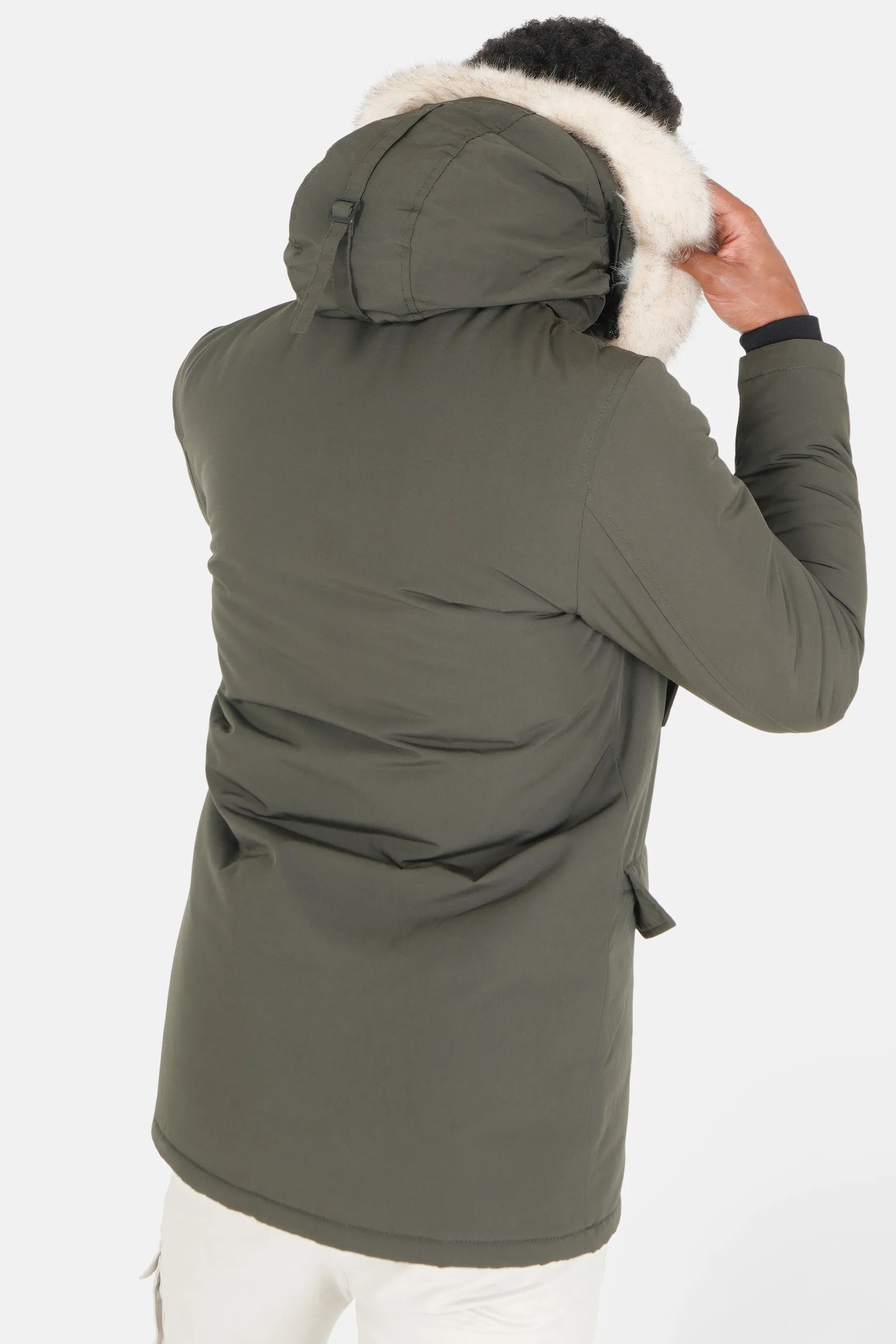 Parka fourrure déperlante Vert kaki