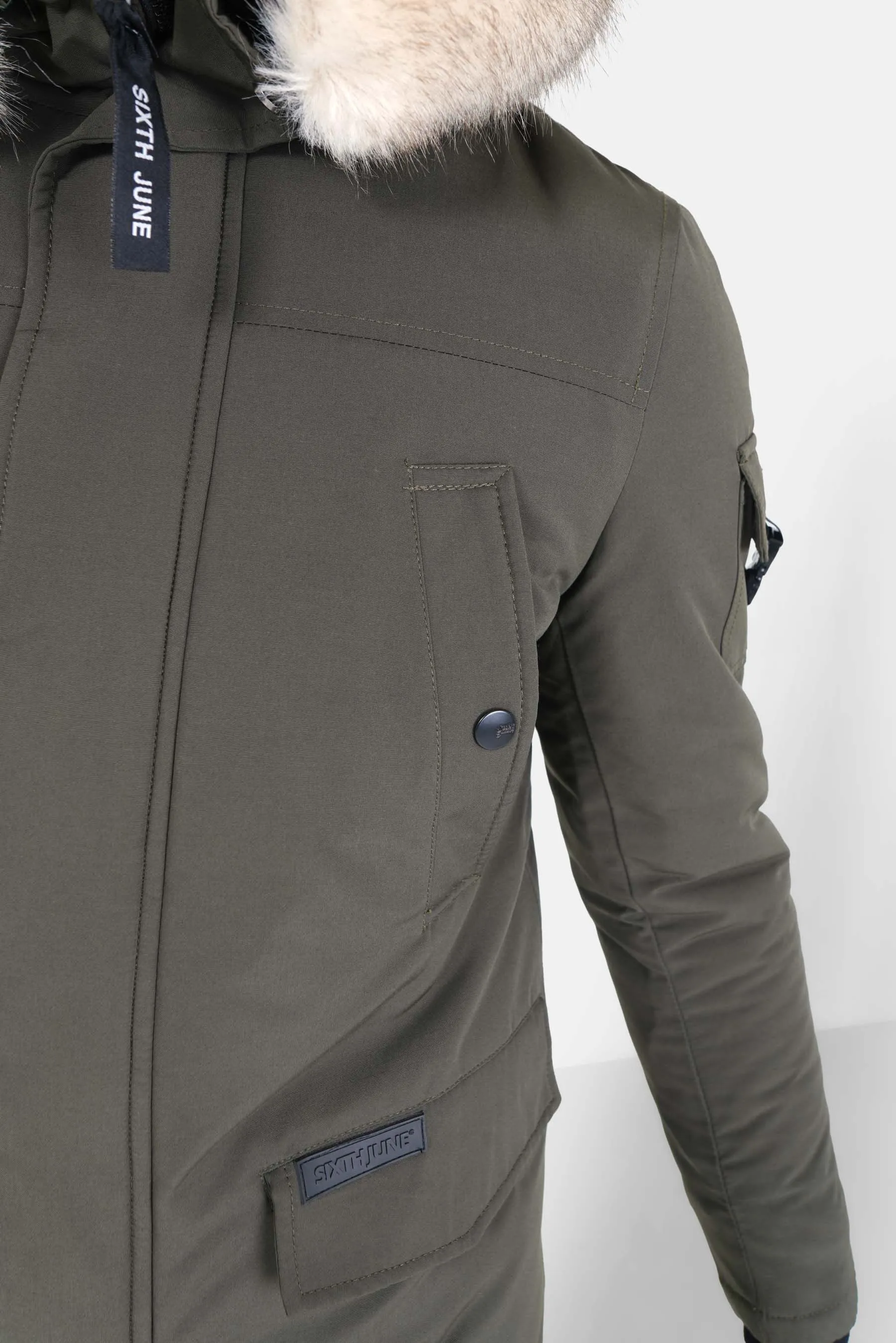 Parka fourrure déperlante Vert kaki
