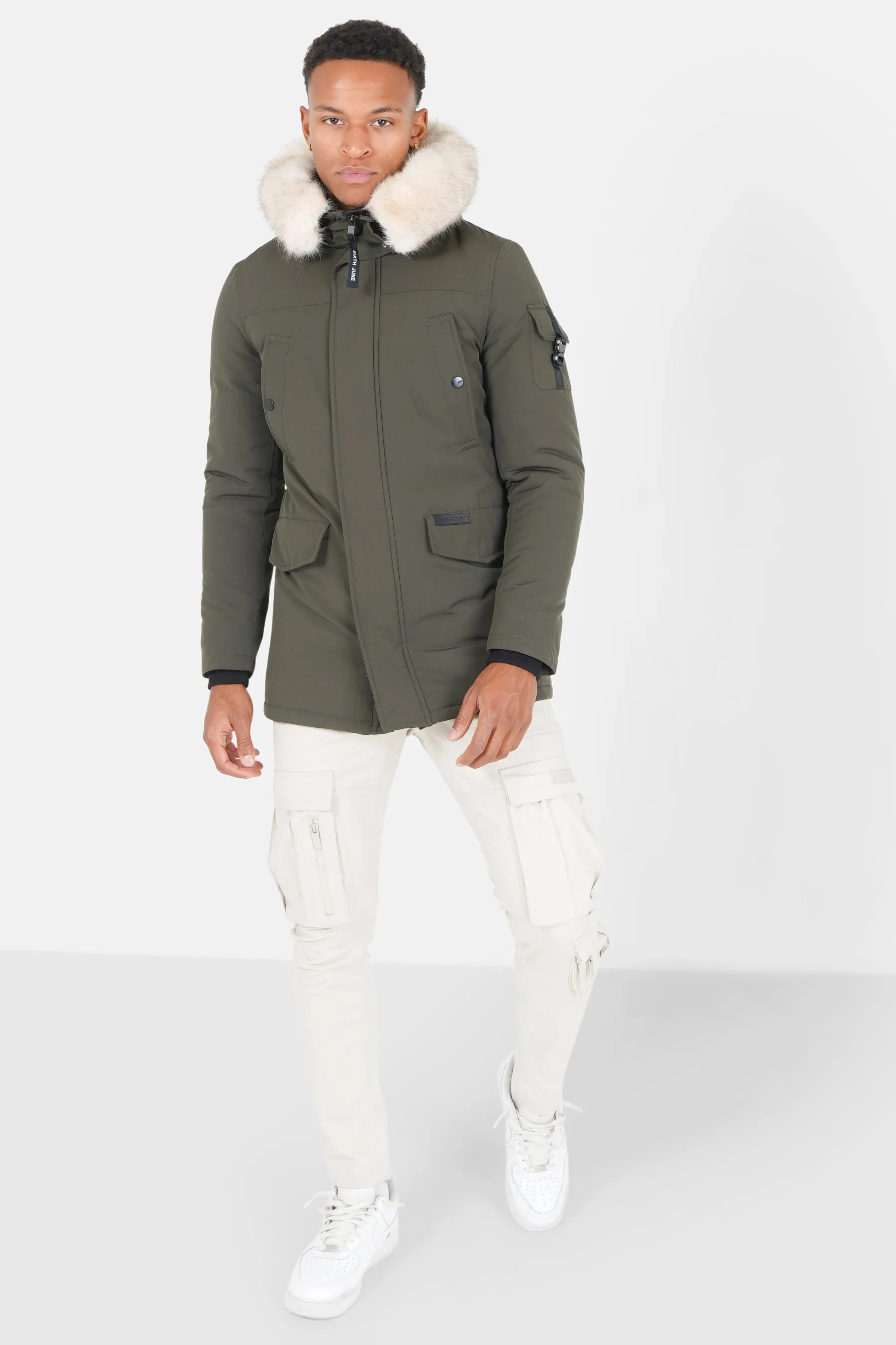 Parka fourrure déperlante Vert kaki
