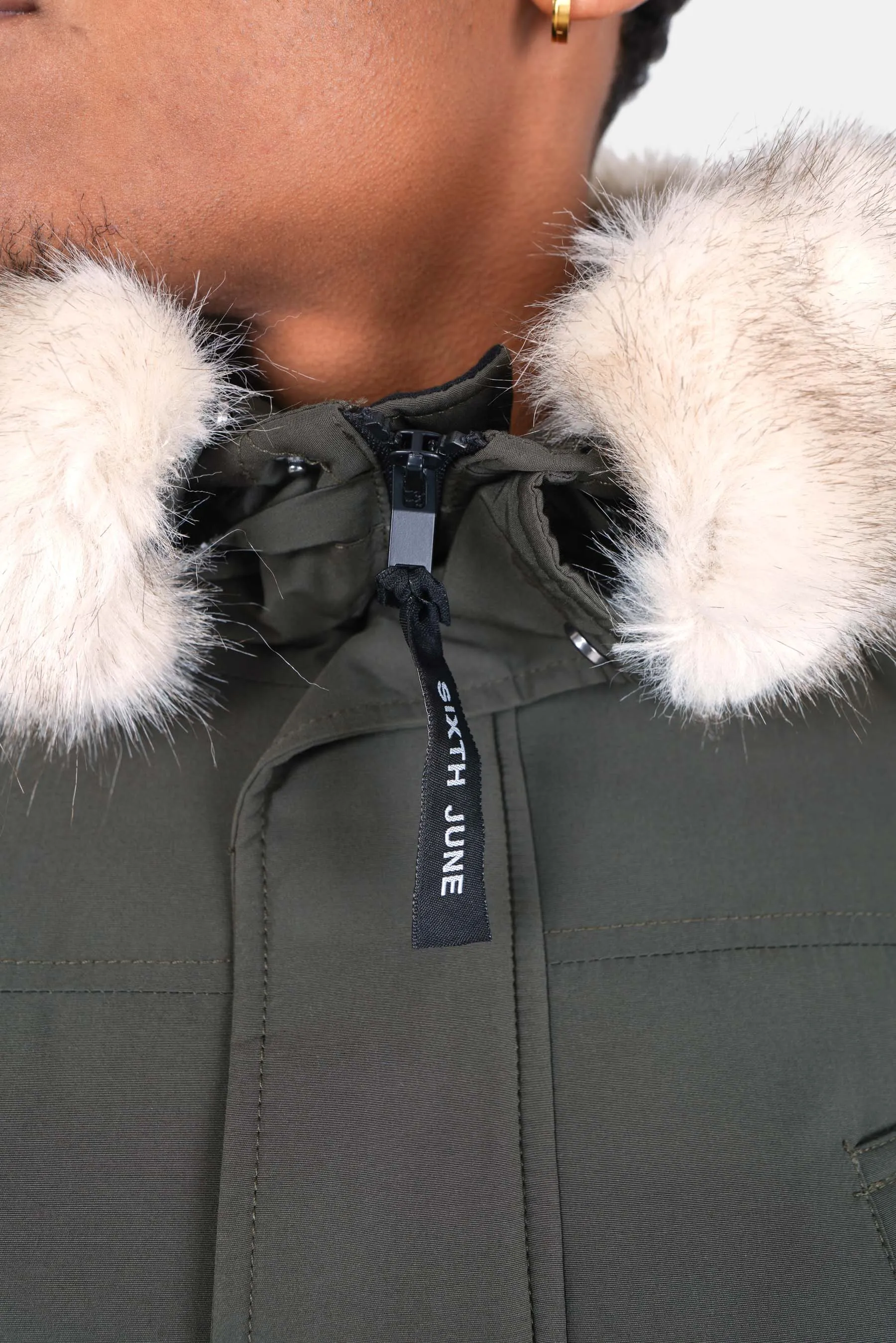 Parka fourrure déperlante Vert kaki
