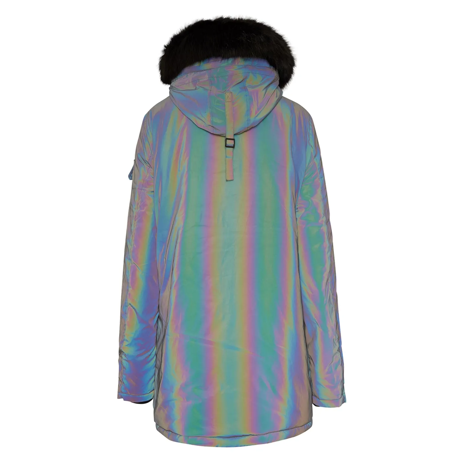 Parka iridiscente fourrure noir