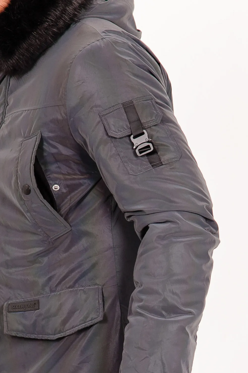 Parka iridiscente fourrure noir