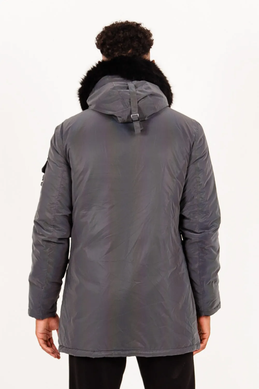 Parka iridiscente fourrure noir