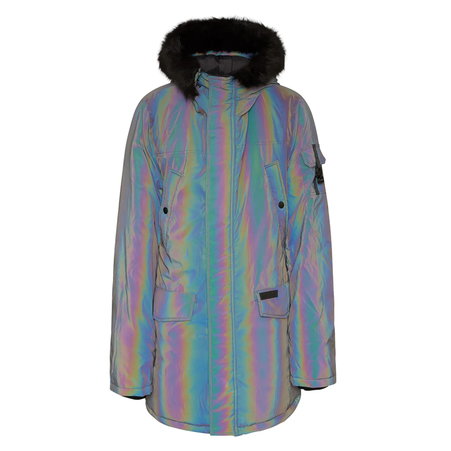Parka iridiscente fourrure noir