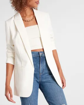 Peak Lapel Boyfriend Blazer in Ivory