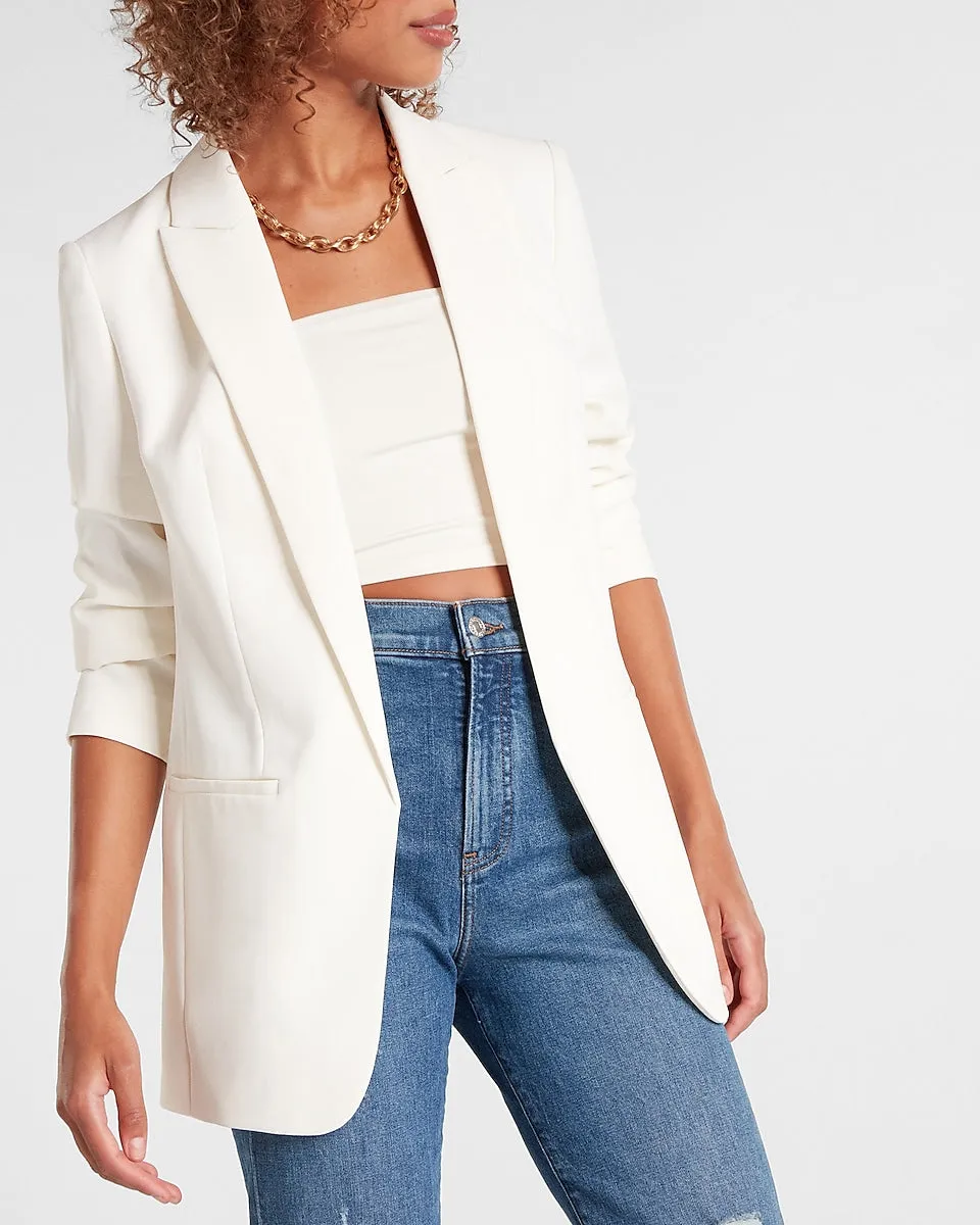 Peak Lapel Boyfriend Blazer in Ivory