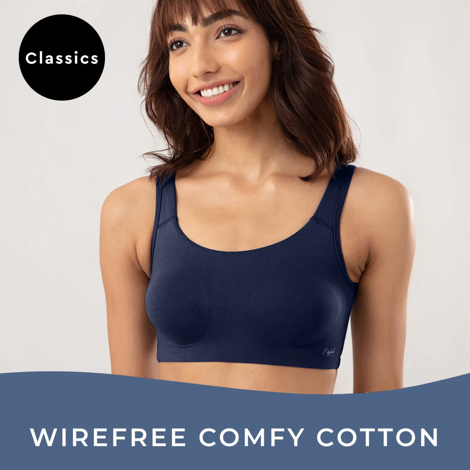 Soft cup easy-peasy slip-on bra with Full coverage-NYB113-Peacoat