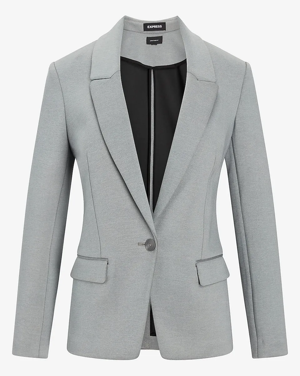 Supersoft Double Knit Peak Lapel Blazer in Heather Gray