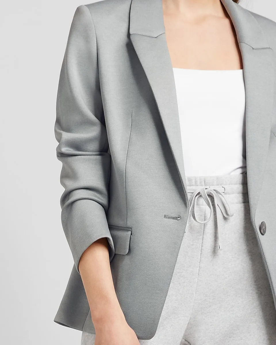 Supersoft Double Knit Peak Lapel Blazer in Heather Gray