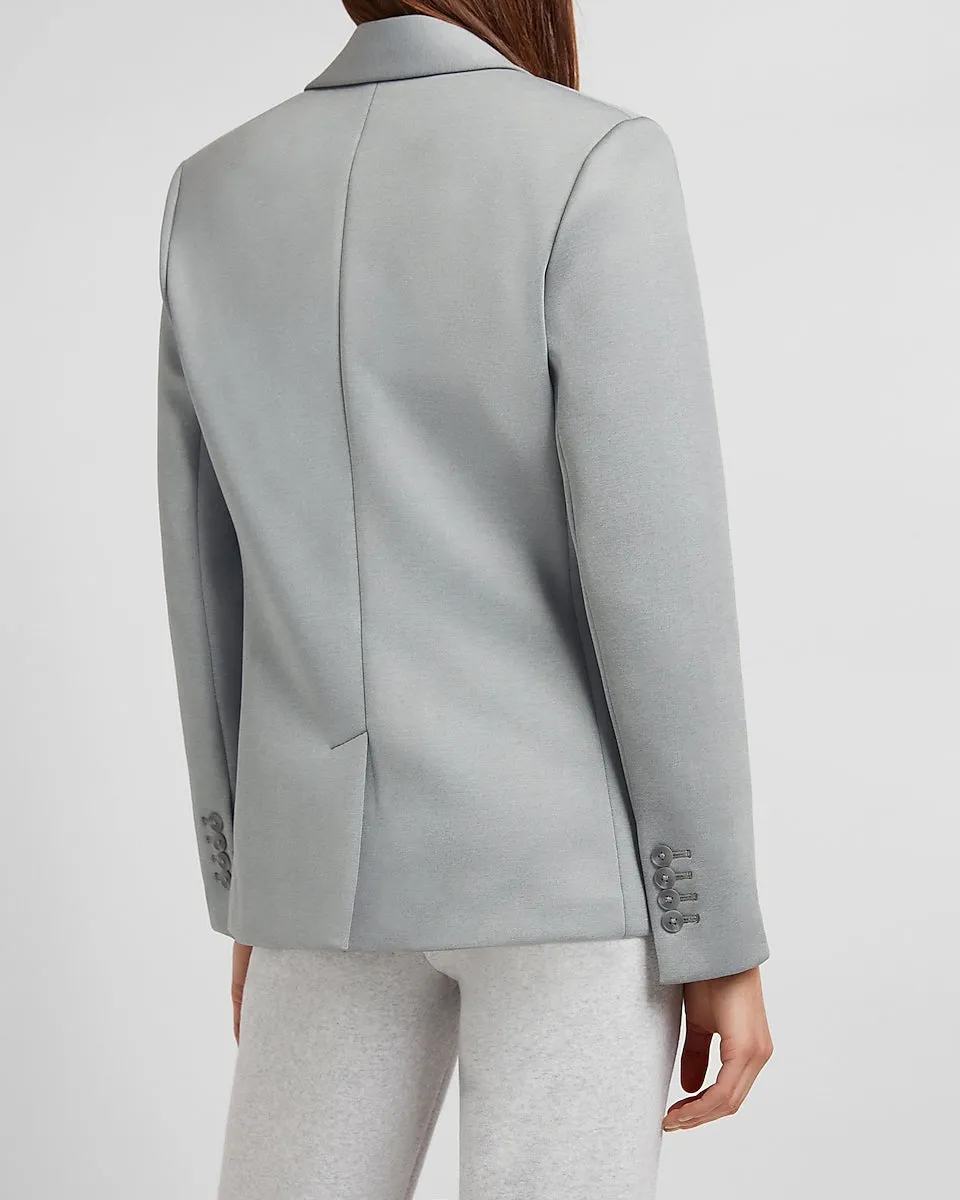 Supersoft Double Knit Peak Lapel Blazer in Heather Gray