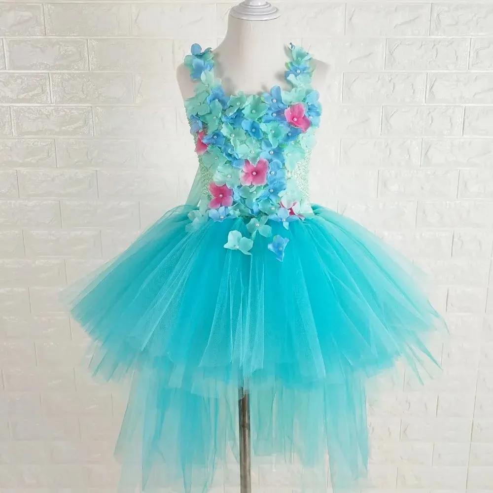 Tulle Flower Straps Girls Party Tutu Dress