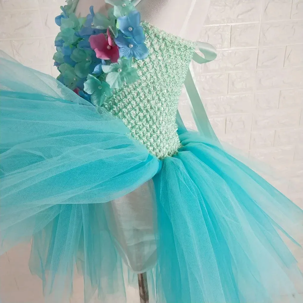 Tulle Flower Straps Girls Party Tutu Dress