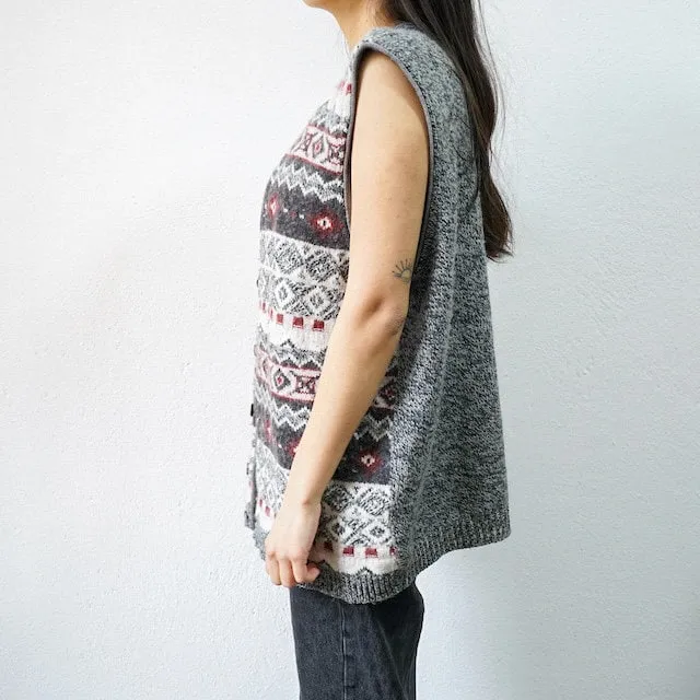 Vintage knit vest size L grey