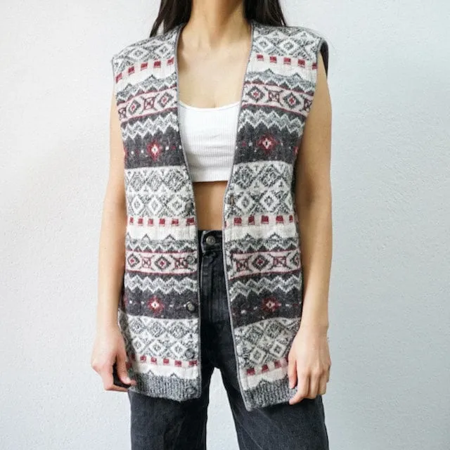 Vintage knit vest size L grey