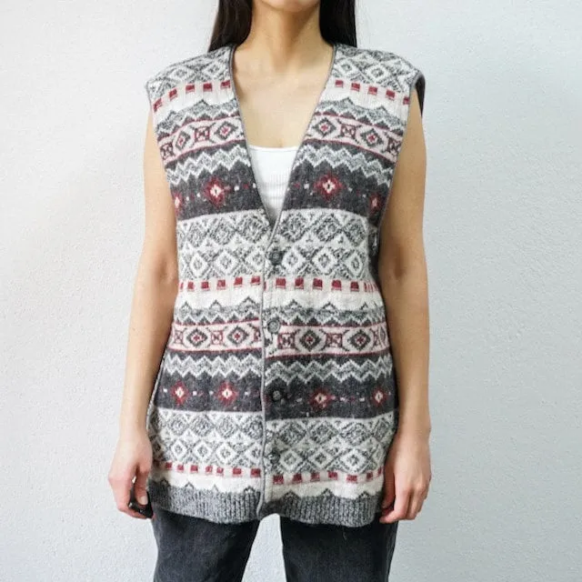 Vintage knit vest size L grey