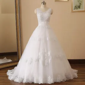 Vintage Sequined Floral/Eyelash Lace A Line Wedding Gown All Sizes/Colors